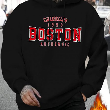 BOSTON Trykt Casual Hættetrøje Unisex Langærmet Sweatshirt
