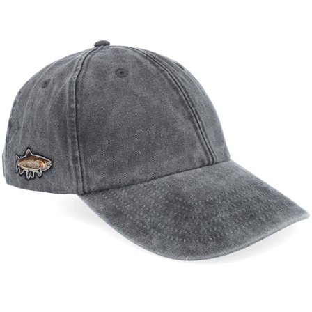 Skillfish - Tiny Brown Trout Vintage Washed Black Dad Cap Unconstructed Black Cap - @ Hatstore