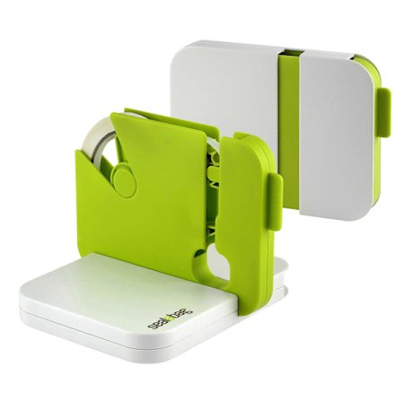 Poseforsegler med 5 ruller tape, kompatibel med 9 mm og 12 mm tape, flat pakkedesign, grønn farge