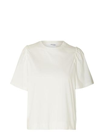 Slfpenelope 2/4 Ruffle Tee White Selected Femme