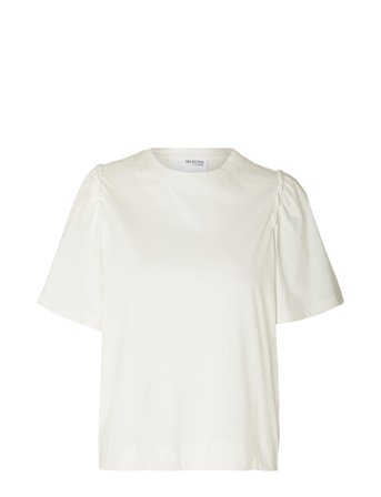 Slfpenelope 2/4 Ruffle Tee White Selected