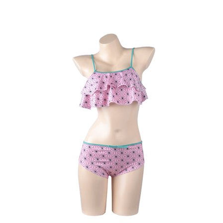 Mub- Anime TV Cosplay Costume Woman no Yaiba Bikini Beach Set Halter Neck Swimwear Bathing Suit Demon Slayer Kamado Nezuko Swimsuit