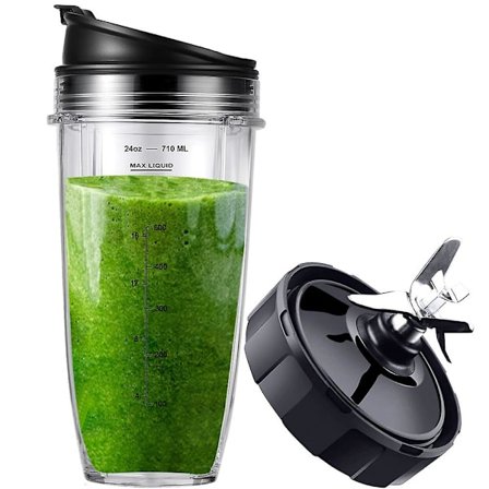 Reservedeler til Ninja Blender bl450-30 Bl456-30 Bl480-30Ect, 24oz Ninja Blender-kopp og 7 Fi