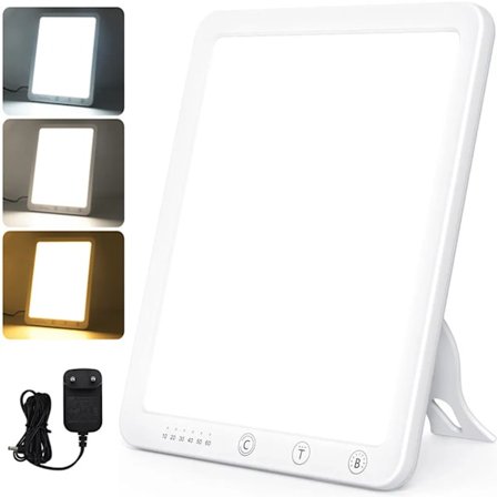 Dagsljuslampa 10000 Lux, ljusterapilampa med justerbara ljusfärger, ljusstyrka och timerinställningar, ljusterapilampa