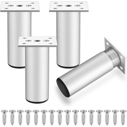 4-delt møbelben, 12 cm møbelben, bordben, metal aluminium skabsben, møbelben til bænk, skab, køkkenskabe, med s