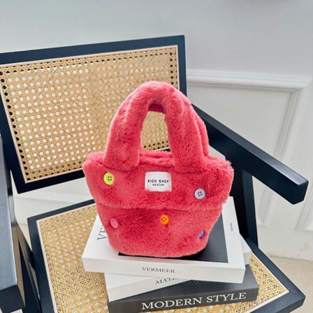 Fluffy Crossbody Taske Håndtaske ROSE RED