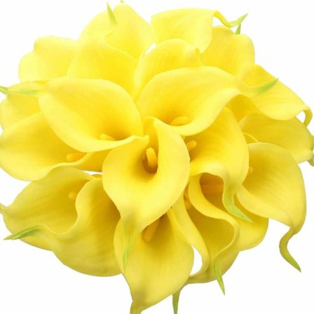20 kpl Calla Lily -hääkukkakimppu Teko Latex -kukka Pää Oikea Kosketus Koti Häät Juhla Koristelu (Keltainen) KLB
