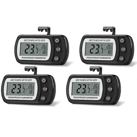 4 st Digital Kylskåpstermometer Kyl- och Fryskombination med Stor LCD-Skärm Stativ för Rum Kök
