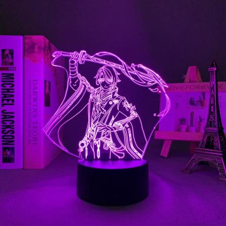 Anime LED-lampe Spill Genshin Impact Kamisato Ayato Lampe Illusjonslys for Barnerom Decor Lighting (16 farger med fjernkontroll) Ayato Kaminari