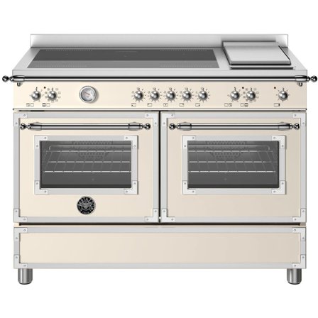 Bertazzoni Heritage induktionskomfur med dobbeltovn med og stegeplade 120 cm, elfenbenshvid - Elfenbenshvid, ral 9010 | KitchenOne