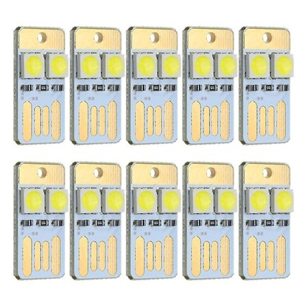 10 stk. Smal Laptop LED Nøkkelringlampe Mini Dobbeltsidig Lampe Dobbeltsidig Plug-in Lampe Ultra Slim USB-lampe