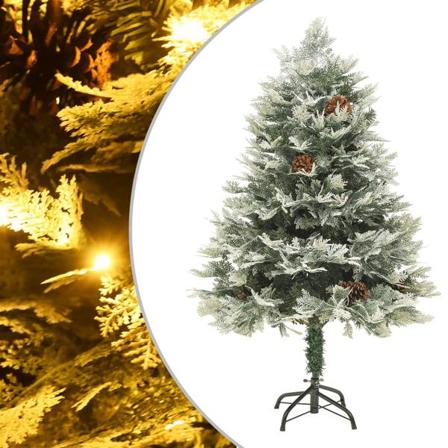 Vidaxl Plastgran Med Ljusslinga Och Kottar Grön 150 Cm Pvc&pe Grön