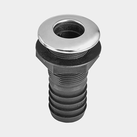 Bordsgenomföring plast med nippel 38 mm. Rostfri fläns