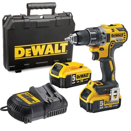 Dewalt DCD791P2 Borskrutrekker med 2 stk 5,0 Ah batterier og lader, Maskiner