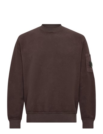 C.P. Company Brushed & Emerized Diagonal Fleece Crew Neck Sweatshirt - Brown - M