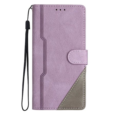 Etui til Samsung S23 lilla Retro Skin-feel splejset kontrastfarve læder kortholder pung