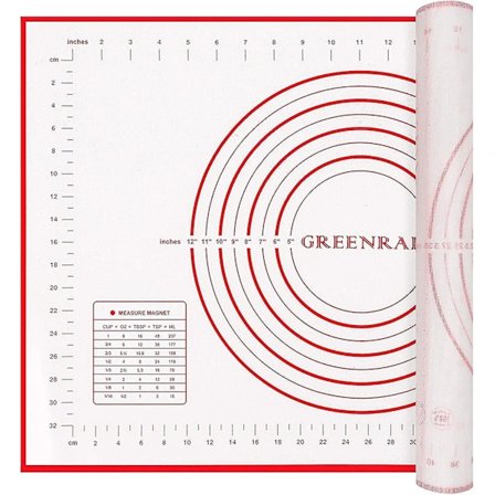 Stor silikonbakematte, ekstra tykk, ikke-klebende bakematte med mål