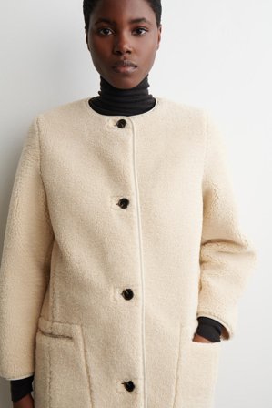 COS Women's Giacca Teddy Lunga in Beige