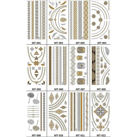 12 stk metalliske midlertidige tatoveringer Gull Sølv Midlertidige tatoveringer Glitter Shimmer Designs A