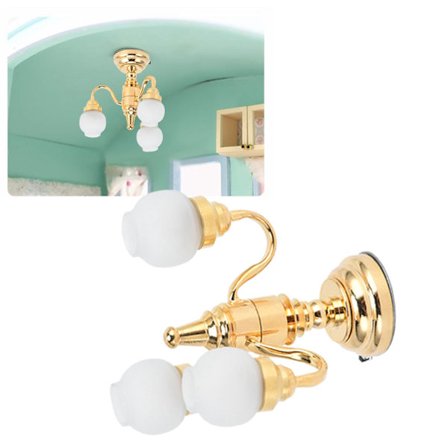 1:12 Dukkehus Lysekrone Miniatyr Utsøkt Elegant LED Taklampe Dekor