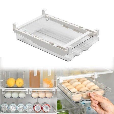 Kylskåpsförvaringslåda, ägghållare med handtag, äggförvaringsbehållare, ägglåda i klar plast, utdragbar äggbricka