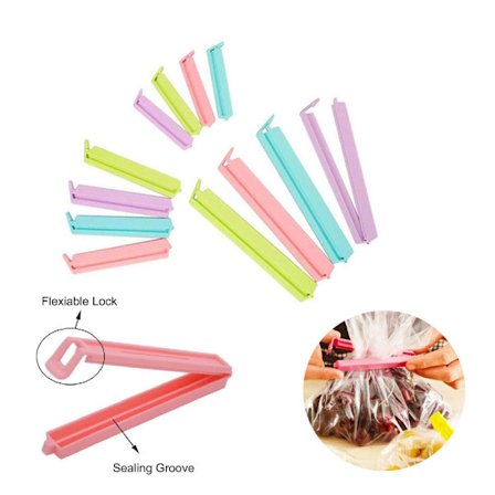 12 stk./sæt Madpose Forseglingsklemmer Køkkenmadkonservering Snackposeklemme