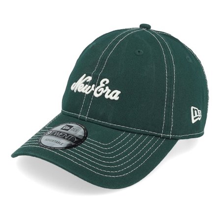 New Era - Green unconstructed Czapka Z Daszkiem - Contrast Stitch 9TWENTY Dark Green/White Dad Cap @ Hatstore