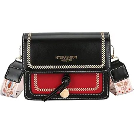 Gitarrrem Färgblock Crossbody Väskor för Kvinnor Söt Designer Handväskor Trendig Cross Body Plånbok Läder Axelväska