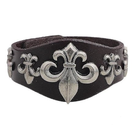 Svart läderpunkarmband med nitar och legering