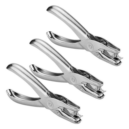 3 st Enkelhålstång Handhållen Enkel Rund Papperstång Hålstans Ett Hål Krom Metall Perforator för Pappershantverk Scrapbooking Kort Presentetiketter
