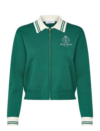 Sporty & Rich Crown Tennis Zipped Cardigan - Green - XS