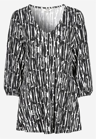 Cellbes of Sweden - Trikåtunika med empire-skärning - svart / mönstrad - för damer - 46/48