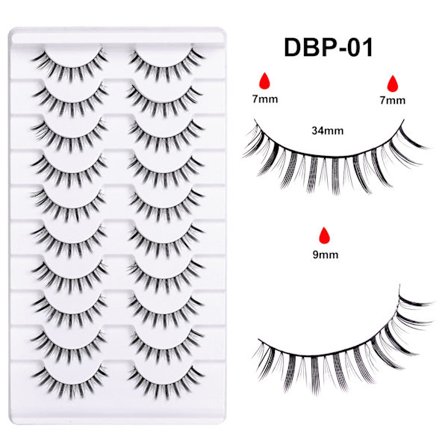 10 Par Manga Små Tunna Falska Ögonfransar - Naturliga, Lätta och Bekväma för en Perfekt Look
