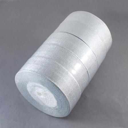1 Rulle (25yard=22,89 mt.) Silver Organzaband 30 mm. bred