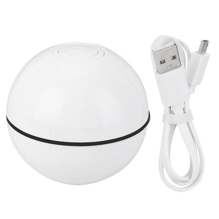 USB Smart LED Lysende Lys Kæledyr Kat Rullende Bold Legetøj - Hvid