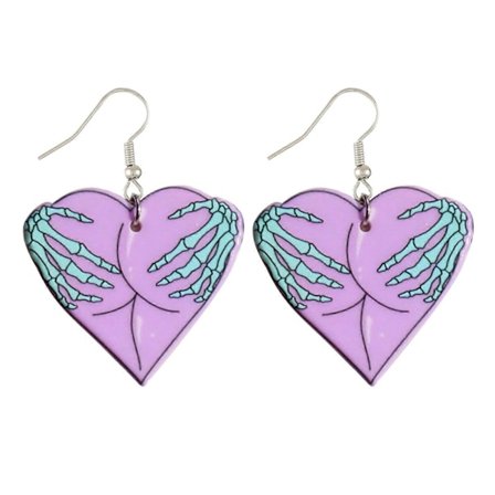 Y2K Hjerte Kranie Hånd Øreringe Overdrevne Øreringe Halloween Akryl Dråbe Øreringe Statement Smykker til Kvinder Piger