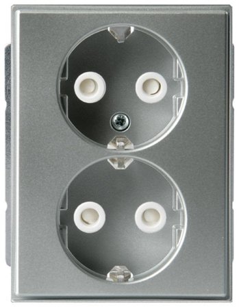 ABB Impressivo Stikkontakt 2-veis, jordet, hurtigkobling Aluminium, Strømbrytere & vegguttak