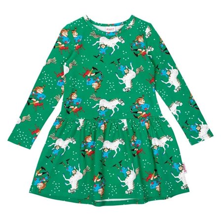 Pippi Langstrømpe Kjole - Selvsikker Grøn