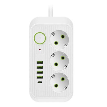 (Pow yeah!) Vit 2M EU-kontakt Multi-Standard Uttagsförlängningssladd Grenuttag