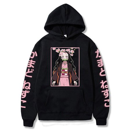 Unisex Demon Slayer Anime Manga Hoodies Mode Kamado Nezuko Trykt Sweatshirt Casual Baggy Jumper Tops Langærmet Hættetrøje (2XL)
