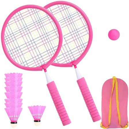 Badminton Tennis Ketsjere (Pink) Sæt Udendørs Spil Tennisbold Udendørs Strandlegetøj til Børn 3 4 5 År Gamle