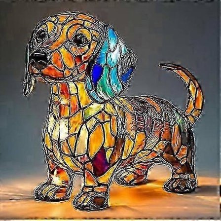 Nattlampe i resin med dyremotiv, LED-bordlampe formet som katt og hund, kreativ dekorativ nattbordslampe for hjemmet