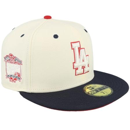 New Era - MLB White fitted Caps - Los Angeles Dodgers Scarlet Swirl 59FIFTY 40th Chrome/Navy Fitted @ Hatstore