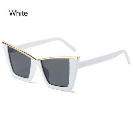 Kvinders Cat Eye solbriller Oversize skærme HVID