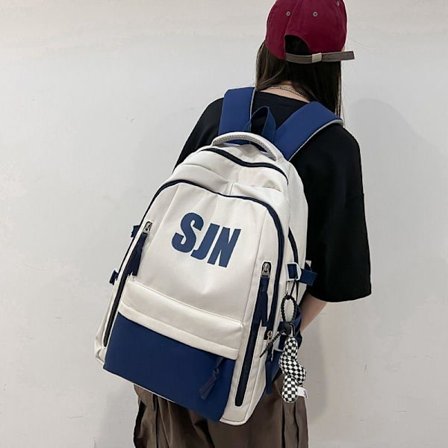 Student Ryggsäck Ny College Student Ryggsäck Kvinnor Gymnasium Student Mellanskola Pojke College Student Stor Kapacitet Borr Ryggsäck-Blå