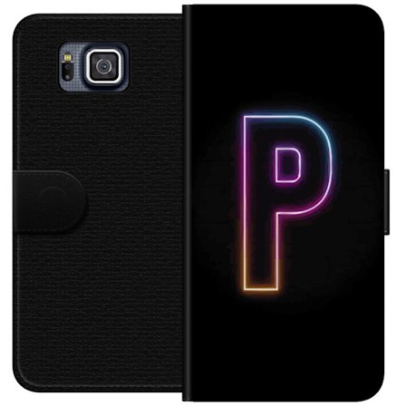 Kompatibel Tegnebogsetui til Samsung Samsung Galaxy Alpha Minimalistisk neonbogstav P i farvegradient og lyseffekt mod sort baggrund i digital neonsti