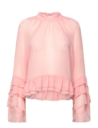 Rent Bluse Med Volanger Pink Lindex