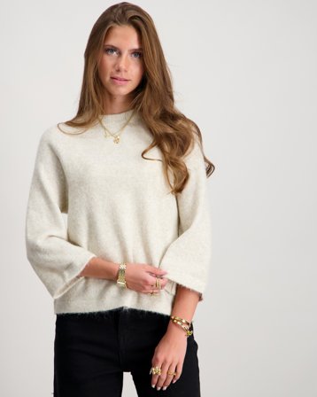 Kids ONLY KOGEDENA LIFE 4/5 SLEEVE O-NECK KNT Beige Trøjer Pige - Kids Brand Store