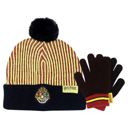 Harry Potter Boys Hogwarts Crest Beanie & Gloves Set One Size B