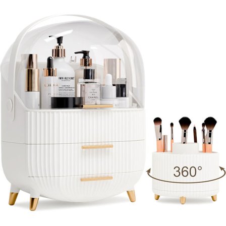 Makeup Organizer til Toiletbord Kosmetik Hudpleje Organisatorer med Låg og Skuffer Display Cases til Bordplade